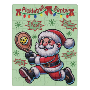 Pickleball Santa Claus Christmas Jigsaw Puzzle