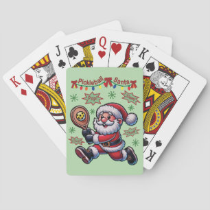 Pickleball Santa Claus Christmas Poker Cards