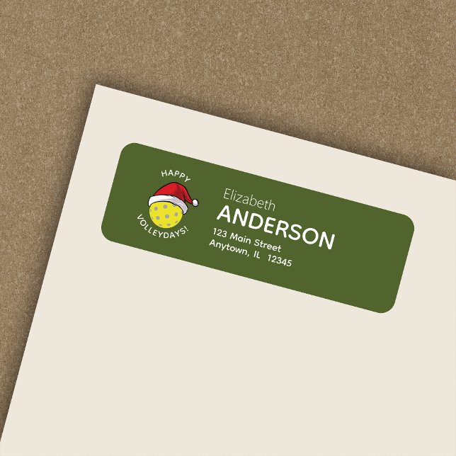 Pickleball Santa Hat Green Holiday Return Address Label (Creator Uploaded)