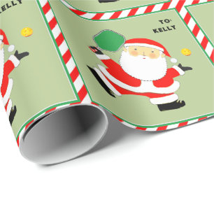 Pickleball Santa Holiday Gift Wrapping Paper