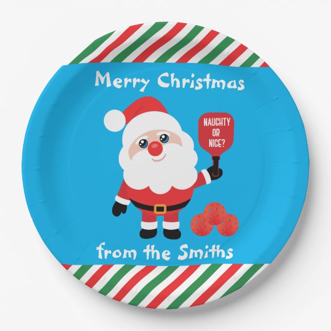 Pickleball🎅 Santa Paper Plate (Front)
