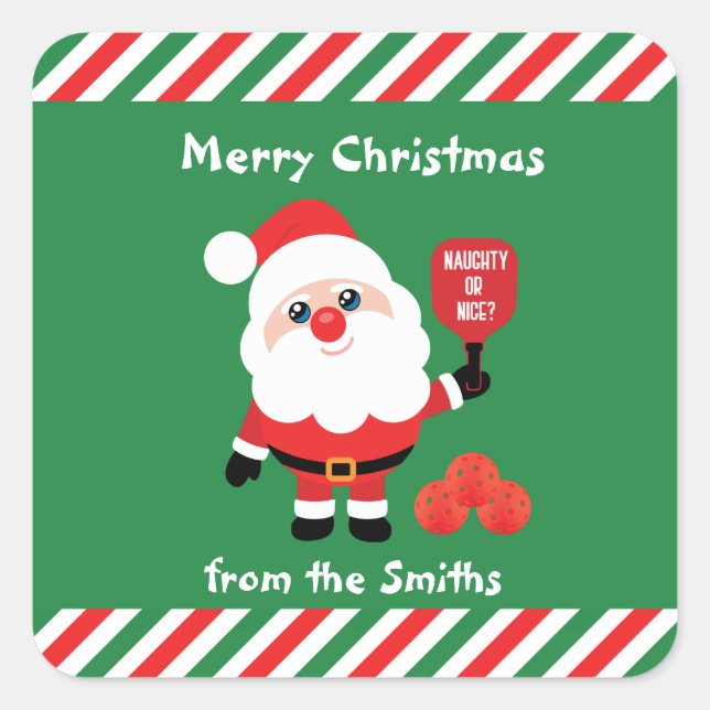 Pickleball🎅 Santa Square Sticker (Front)