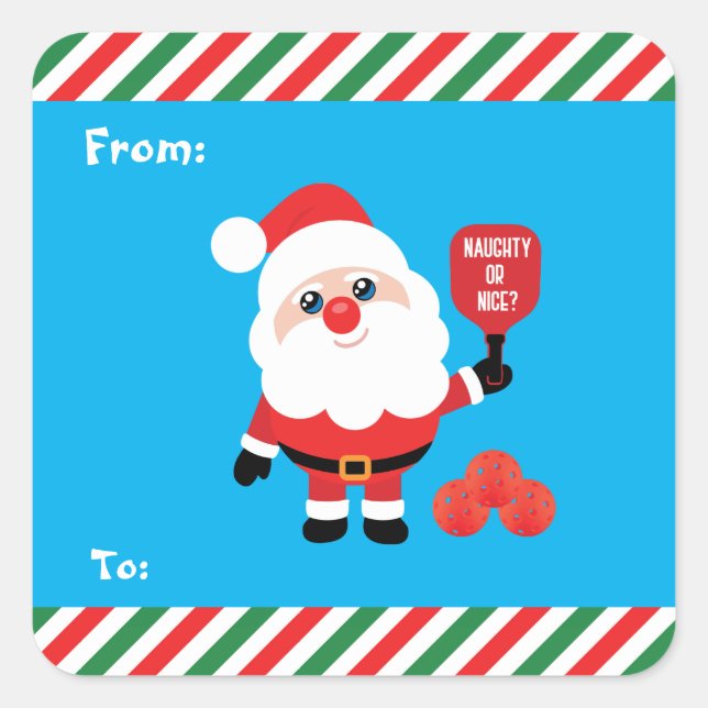 Pickleball🎅 Santa Square Sticker (Front)