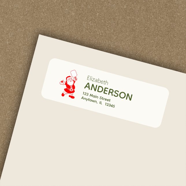 Pickleball Santa White Christmas Return Address Label (Creator Uploaded)
