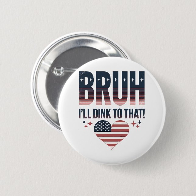 Pickleball Saying Bruh Pickleball Player Button (Front & Back)