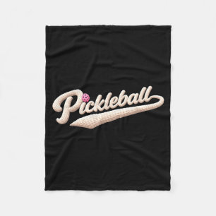 Pickleball script yarn typography cute cozy sport fleece blanket