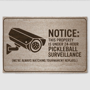 Pickleball Security Notice Always Watching WELCOME Fiber Doormat