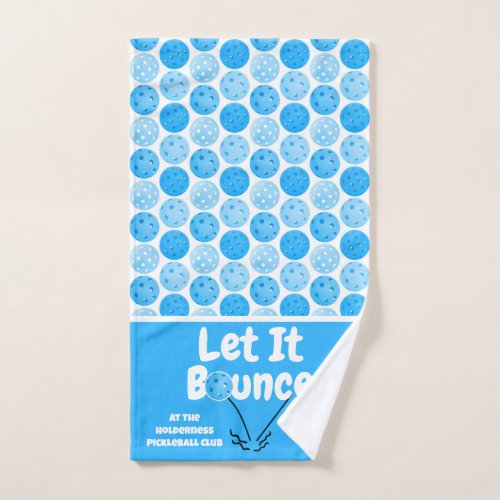 Pickleball Serve Let It Bounce Blue Personalized Hand Towel