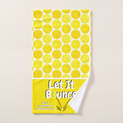 Pickleball Serve Let It Bounce Yellow Personalized Hand Towel