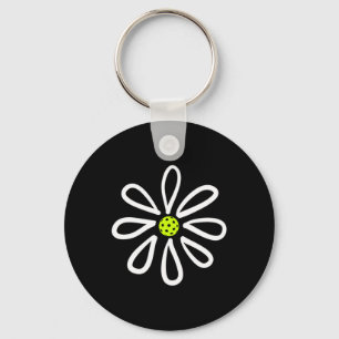 Pickleball Shirts Flower Daisy Pickleball Center Keychain