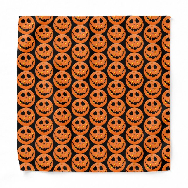 Pickleball Skeleton Jack-o'-Lantern Halloween Bandana (Front)