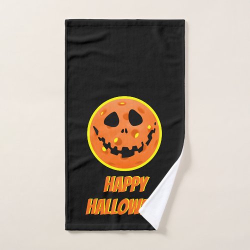 Pickleball Skeleton Jack_o_Lantern Halloween Hand Towel