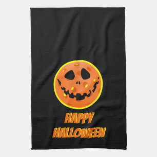 Pickleball Skeleton Jack-o'-Lantern Halloween Kitchen Towel