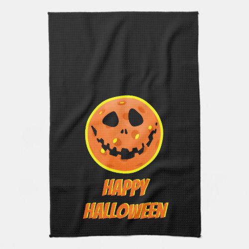Pickleball Skeleton Jack_o_Lantern Halloween Kitchen Towel