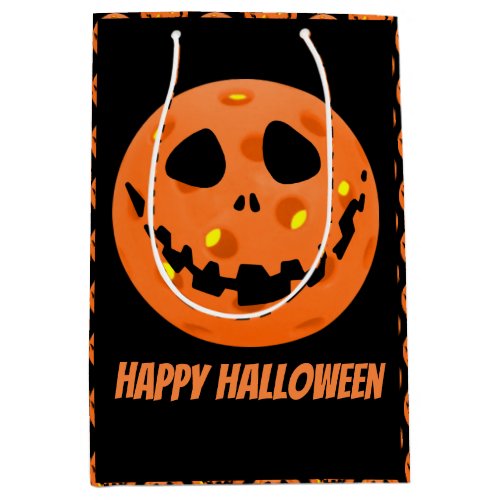 Pickleball Skeleton Jack_o_Lantern Halloween Medium Gift Bag