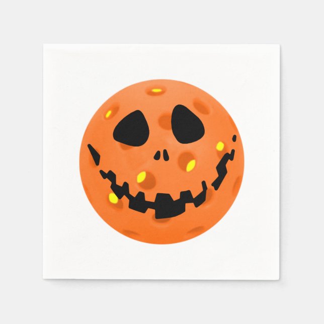 Pickleball Skeleton Jack-o'-Lantern Halloween Napkins (Front)