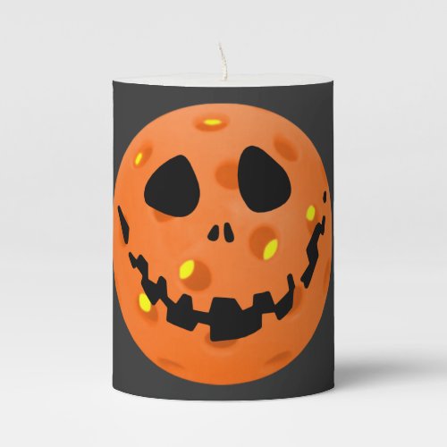 Pickleball Skeleton Jack_o_Lantern Halloween Pillar Candle