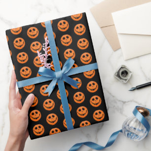 Pickleball Skeleton Jack-o'-Lantern Halloween Wrapping Paper