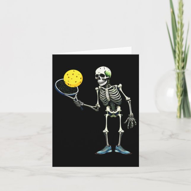 Pickleball Skeleton Tee Halloween Costume Pickleba Card (Front)