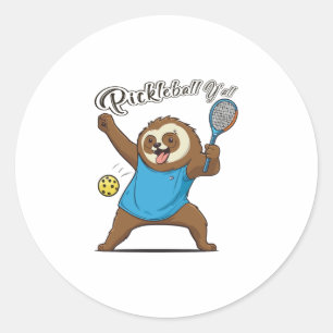 Pickleball Sloth T- Pickleball Y'all Classic Round Sticker