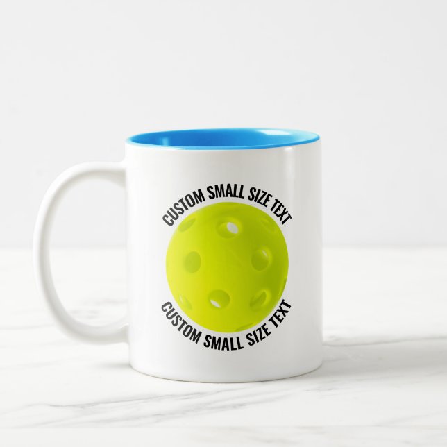 Pickleball & Small Text LIGHT BLUE 11oz Custom Two-Tone Coffee Mug (Left)