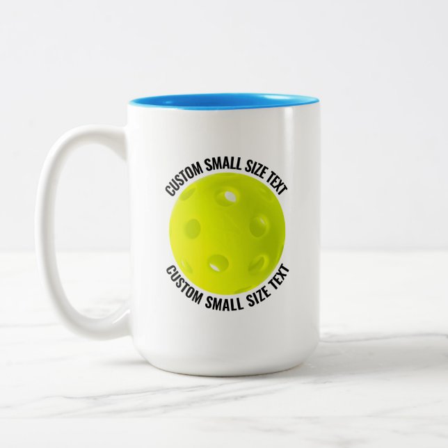 Pickleball & Small Text LIGHT BLUE 15oz Custom Two-Tone Coffee Mug (Left)