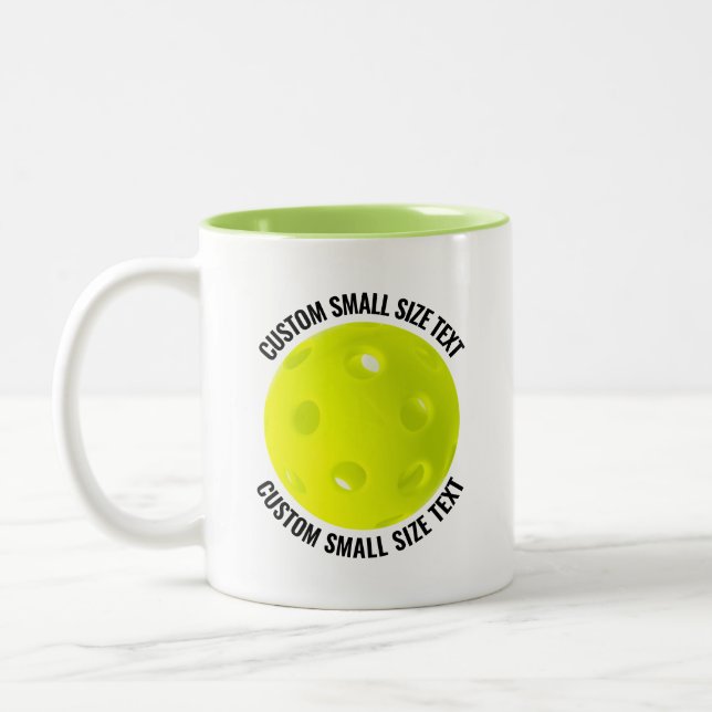 Pickleball & Small Text LIME GREEN 11oz Custom Two-Tone Coffee Mug (Left)
