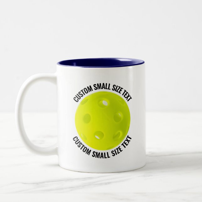Pickleball & Small Text NAVY BLUE 11oz Custom Two-Tone Coffee Mug (Left)