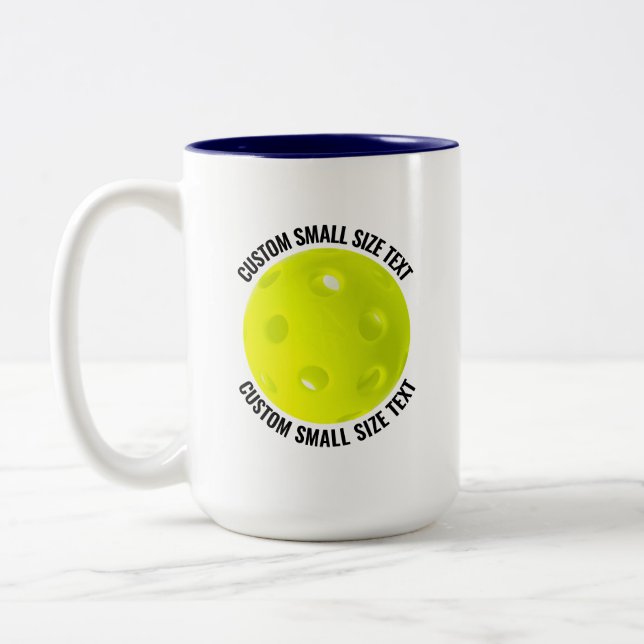 Pickleball & Small Text NAVY BLUE 15oz Custom Two-Tone Coffee Mug (Left)