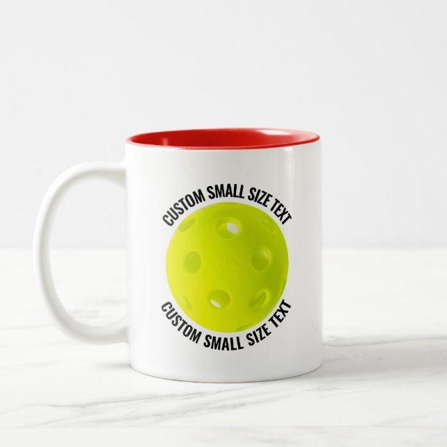 Pickleball & Small Text RED 11oz Custom Two-Tone Coffee Mug (Left)