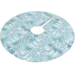 Pickleball Snowballs Blue and White Happy Holidays Brushed Polyester Tree Skirt