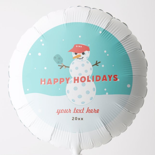 Pickleball Snowman Custom Holiday Funny Balloon (Front)