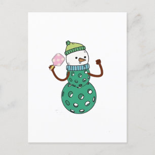 Pickleball Snowman Funny Christmas Xmas  Holiday Postcard