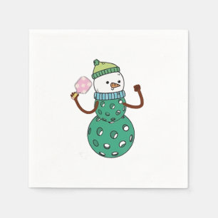 Pickleball Snowman Funny Christmas Xmas Napkins