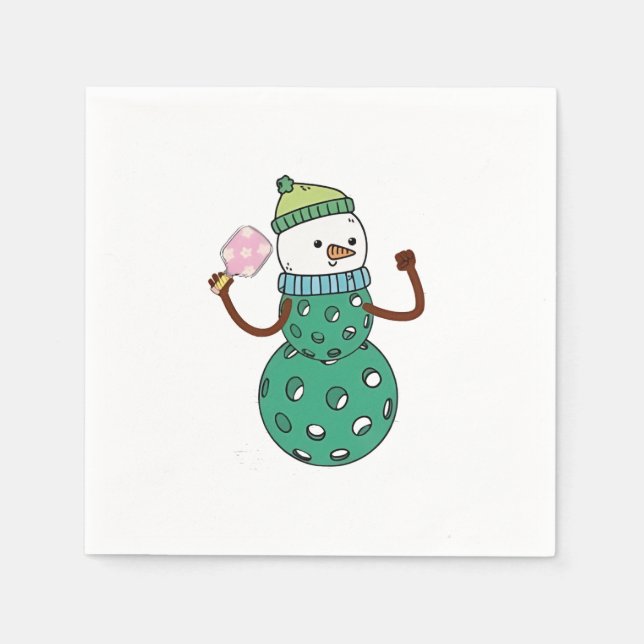 Pickleball Snowman Funny Christmas Xmas  Napkins (Front)