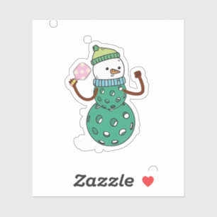 Pickleball Snowman Funny Christmas Xmas Sticker