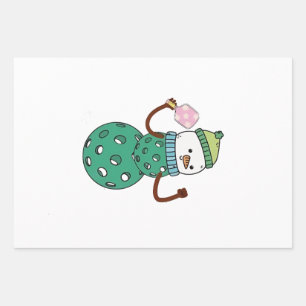 Pickleball Snowman Funny Christmas Xmas  Wrapping Paper Sheets