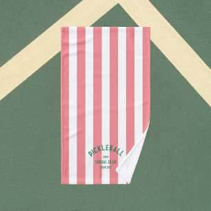 Pickleball Social Club Pink Cabana Stripe Hand Towel