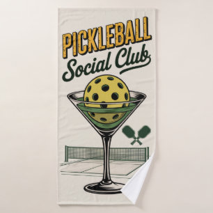Pickleball Social Club Retro Paddle Court Bath Towel