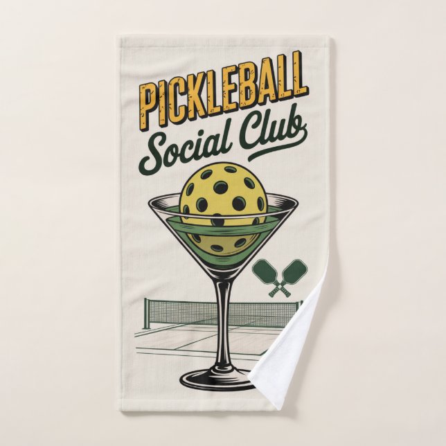 Pickleball Social Club Retro Paddle Court  Hand Towel (Hand Towel)