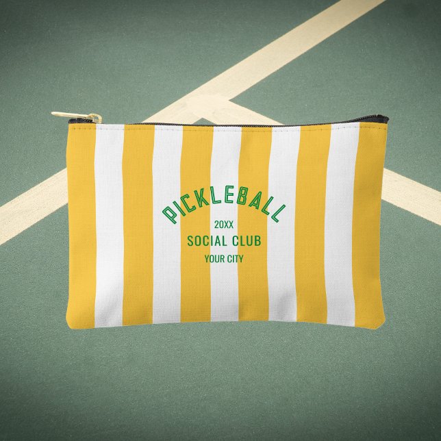 Pickleball Social Club Yellow Cabana Stripe Accessory Pouch (Creator Uploaded)