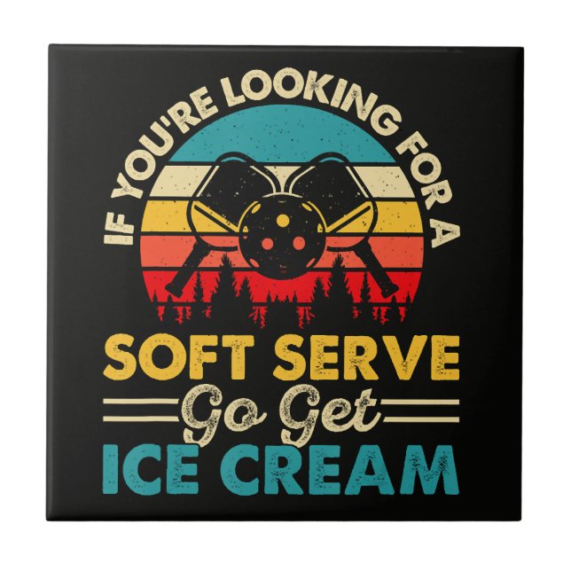 Pickleball Soft Serve Funny Sports Pun Ceramic Tile (Front)