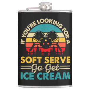 Pickleball Soft Serve Funny Sports Pun Flask