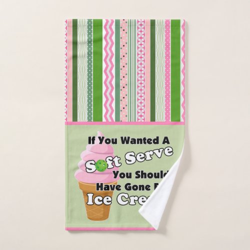 Pickleball Soft Serve Pink Strawberry Ice Cream Hand Towel