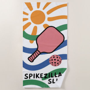 Pickleball SPIKEZILLA SLIM! Wavy Court Color Vibes Beach Towel