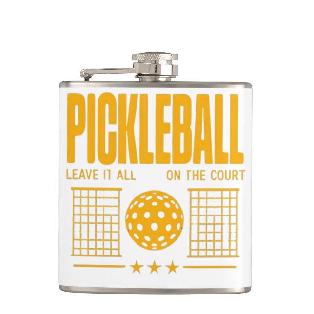 Pickleball Spirit - Leave It All On The Court Flask (Front)