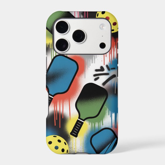 Pickleball Sports Club Graffiti Paddle Design iPhone Case (Back)