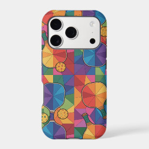 Pickleball Sports Club Rainbow Paddle Pattern iPhone 17 Pro Case