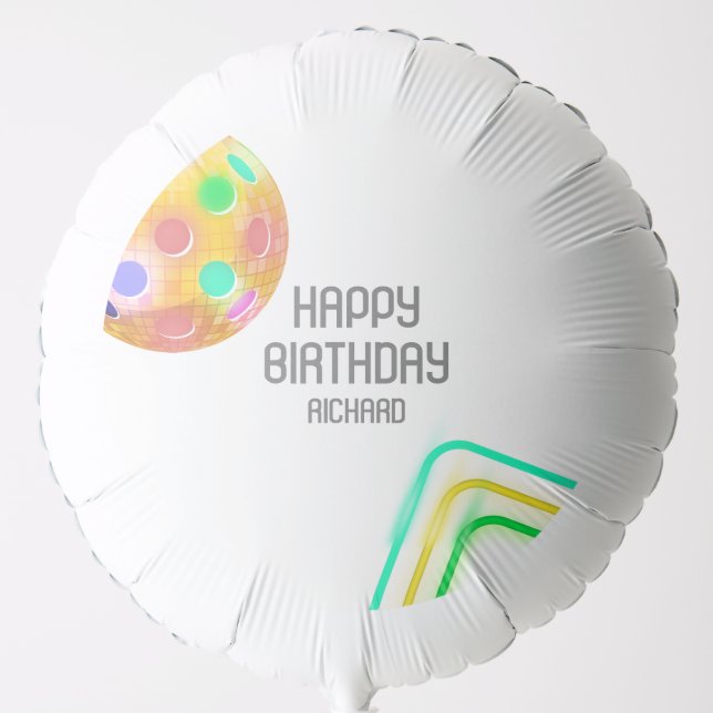 Pickleball Sports Neon Theme Disco ball Party Balloon (Front)