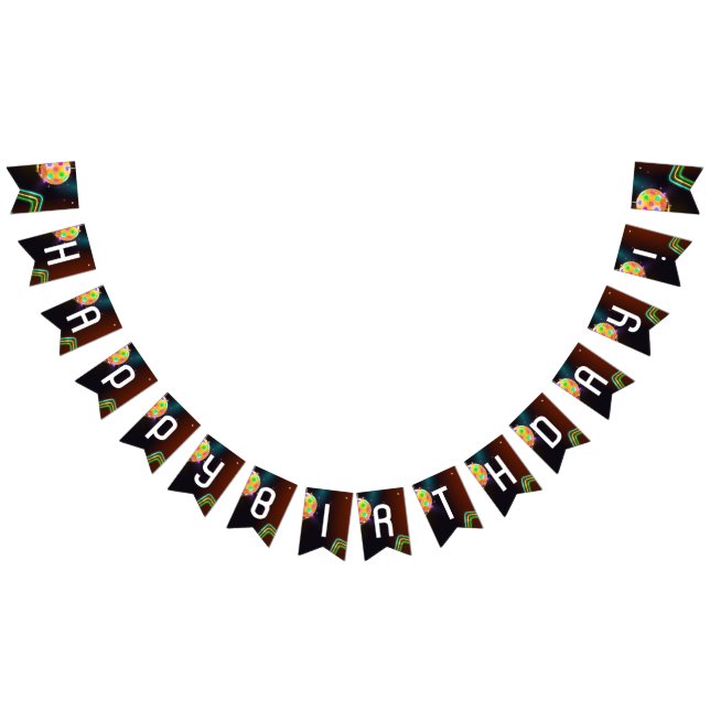 Pickleball Sports Neon Theme Disco ball Party Bunting Flags (All)